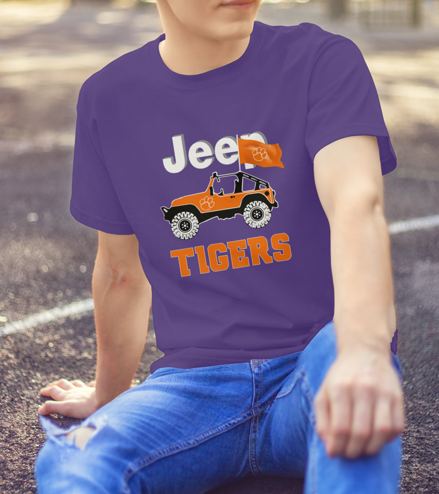 Jeep Clemson Tigers Paw Print Off-Road Enthusiast Flag T-Shirt