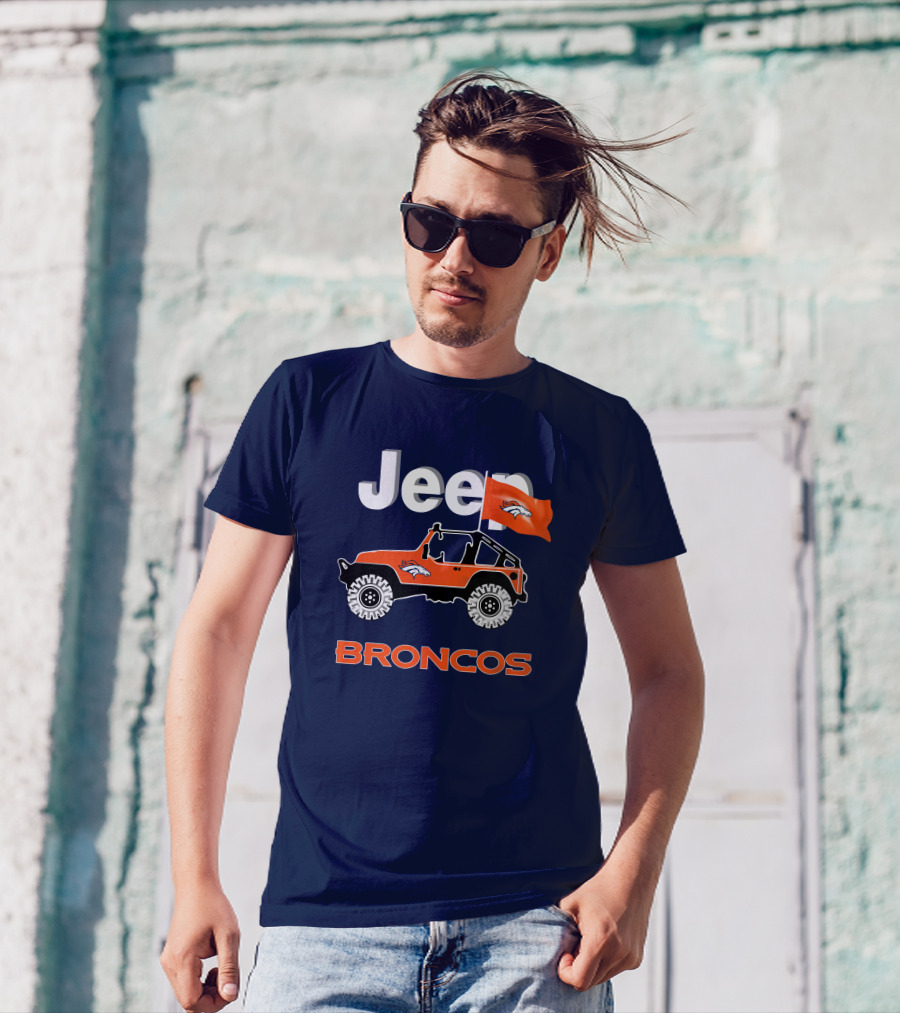 Jeep Broncos Denver Broncos Flag Logo Orange Offroad Fan Gear T-Shirt