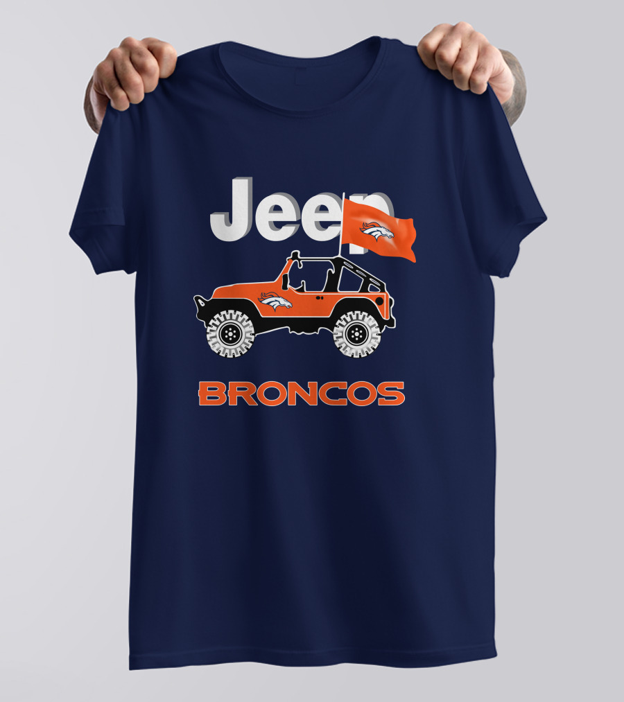 Jeep Broncos Denver Broncos Flag Logo Orange Offroad Fan Gear T-Shirt