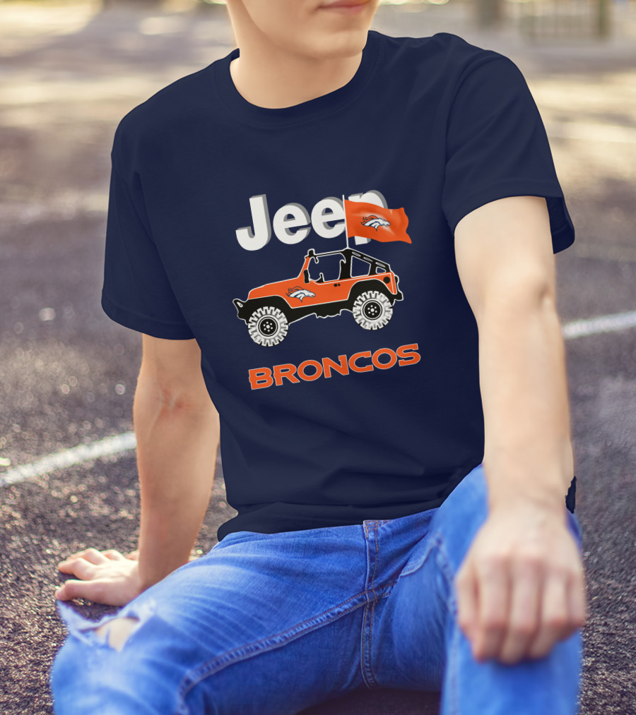 Jeep Broncos Denver Broncos Flag Logo Orange Offroad Fan Gear T-Shirt