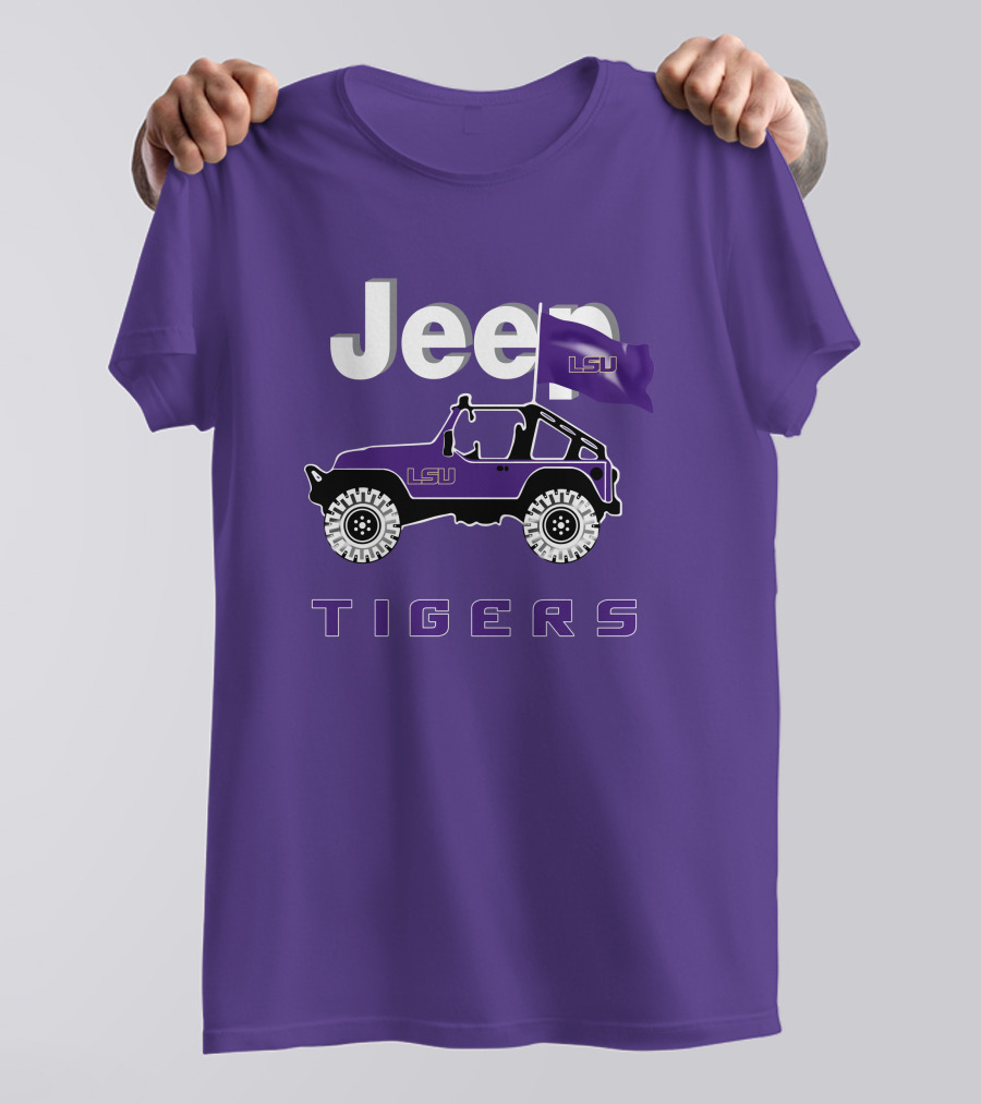 Jeep Lsu Tigers Purple Flag T-Shirt
