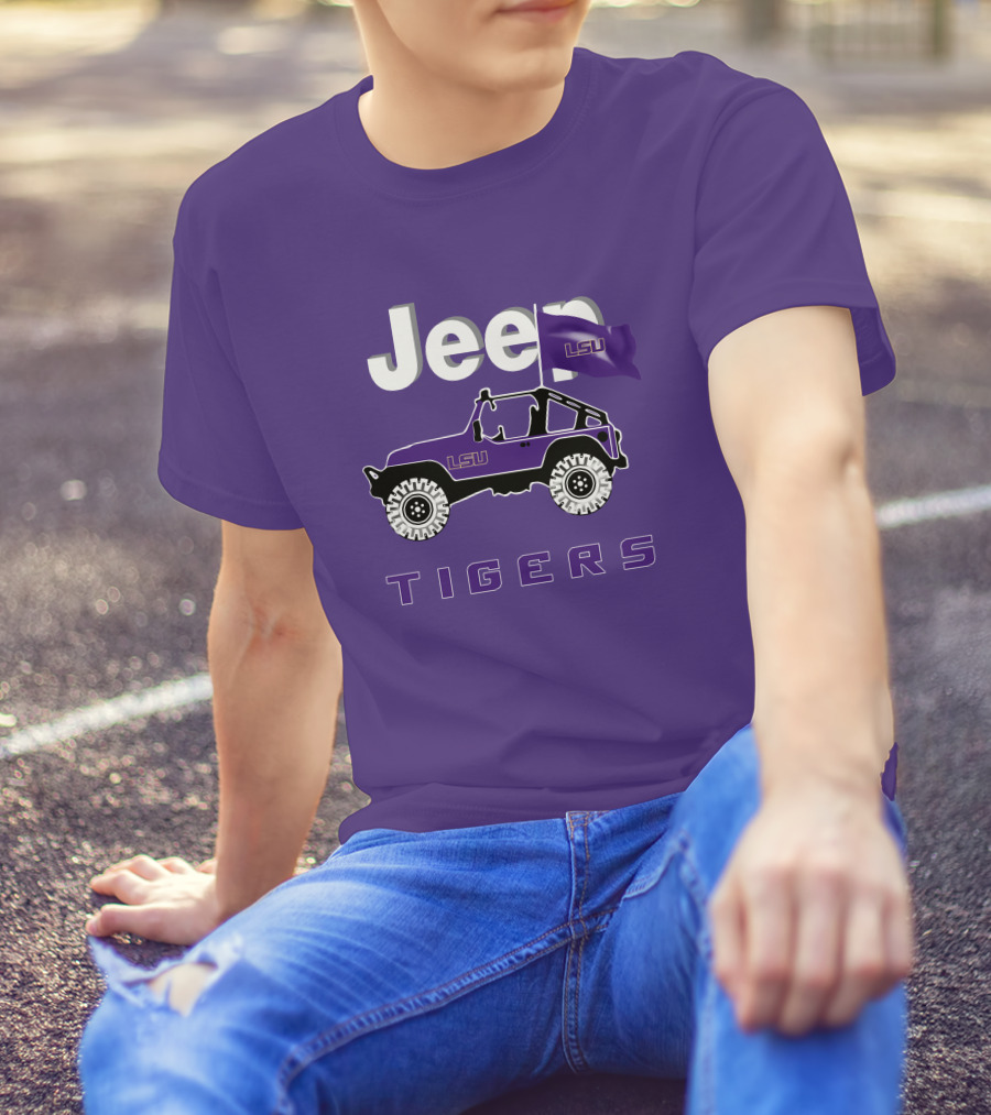 Jeep Lsu Tigers Purple Flag T-Shirt