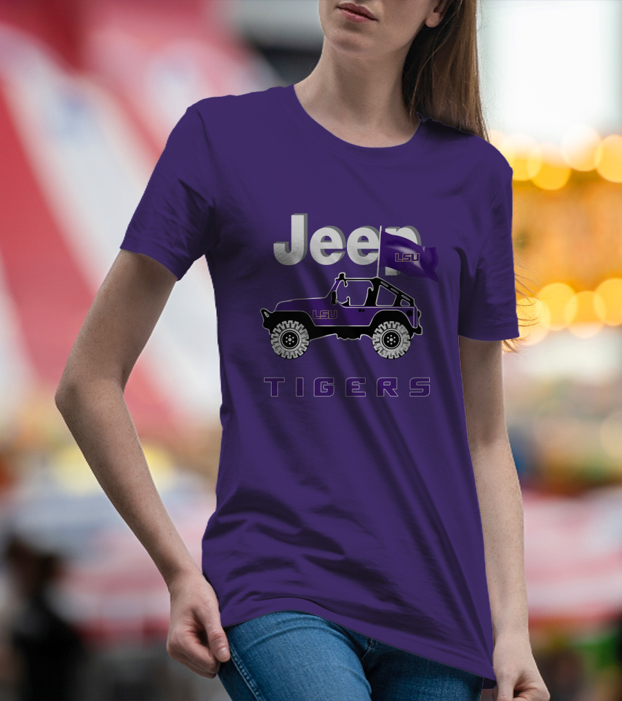 Jeep Lsu Tigers Purple Flag T-Shirt