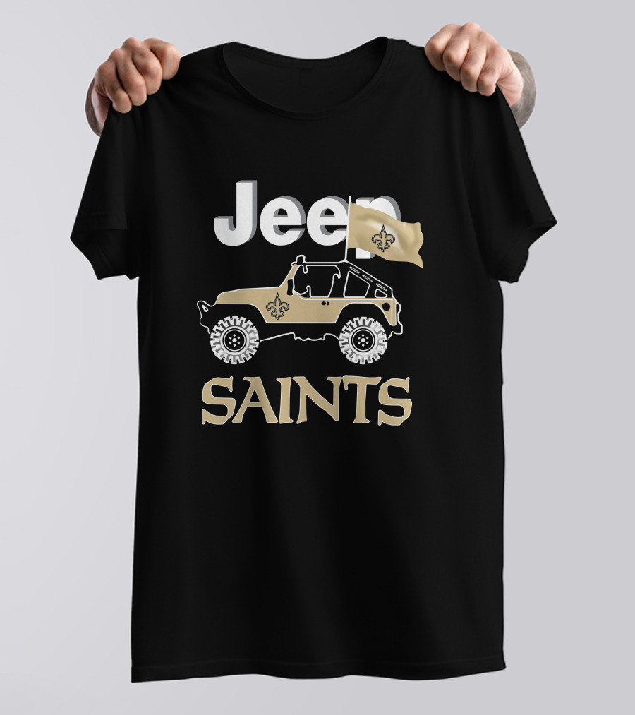 Jeep Saints New Orleans Fleur-De-Lis Flag T-Shirt