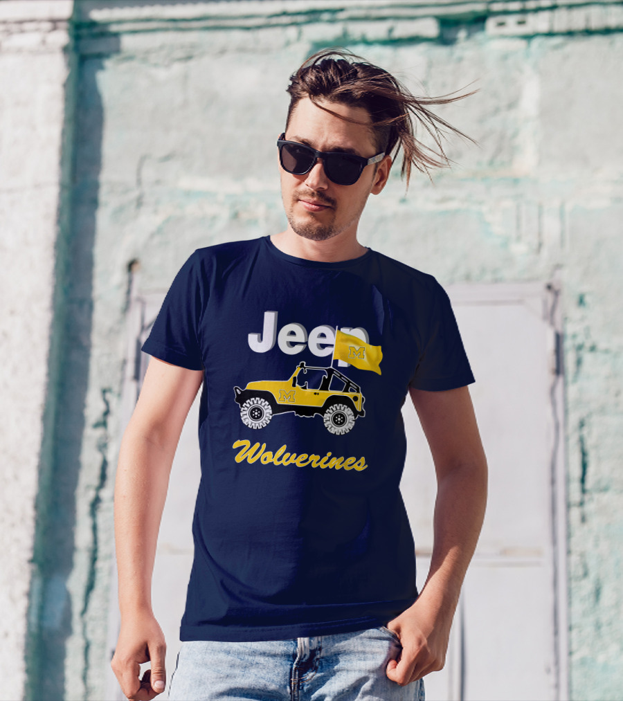Jeep Michigan Wolverines M Flag Yellow T-Shirt