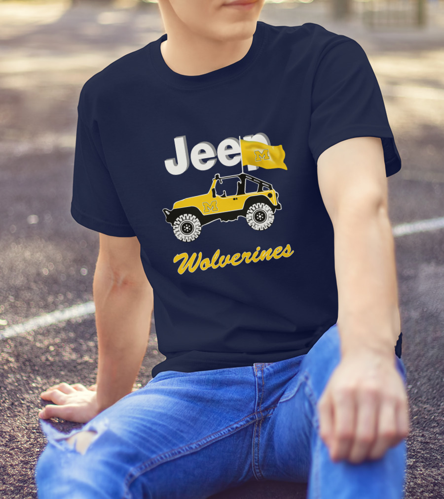 Jeep Michigan Wolverines M Flag Yellow T-Shirt