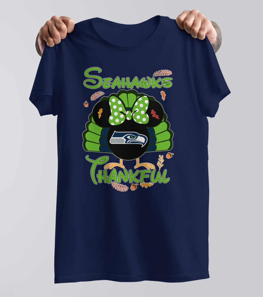 Seahawks Thankful Thanksgiving Minnie Icon Football T-Shirt