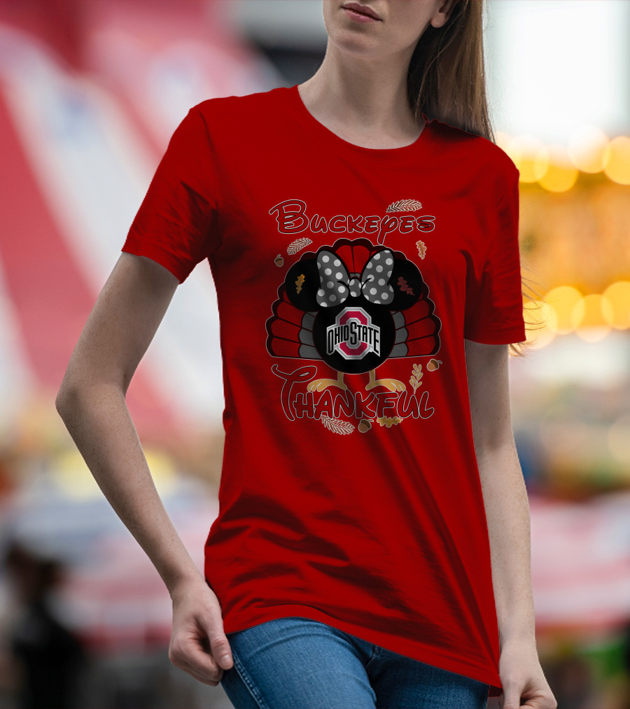 Buckeyes Thankful Ohio State Minnie Thanksgiving T-Shirt