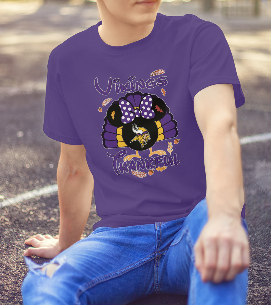 Vikings Thankful Turkey Minnie Thanksgiving T-Shirt