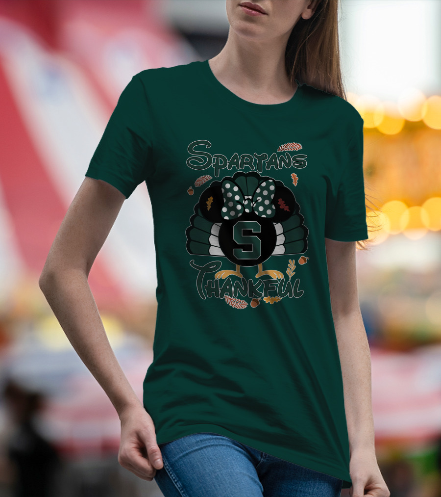 Spartans Thankful Thanksgiving Minnie Michigan State T-Shirt