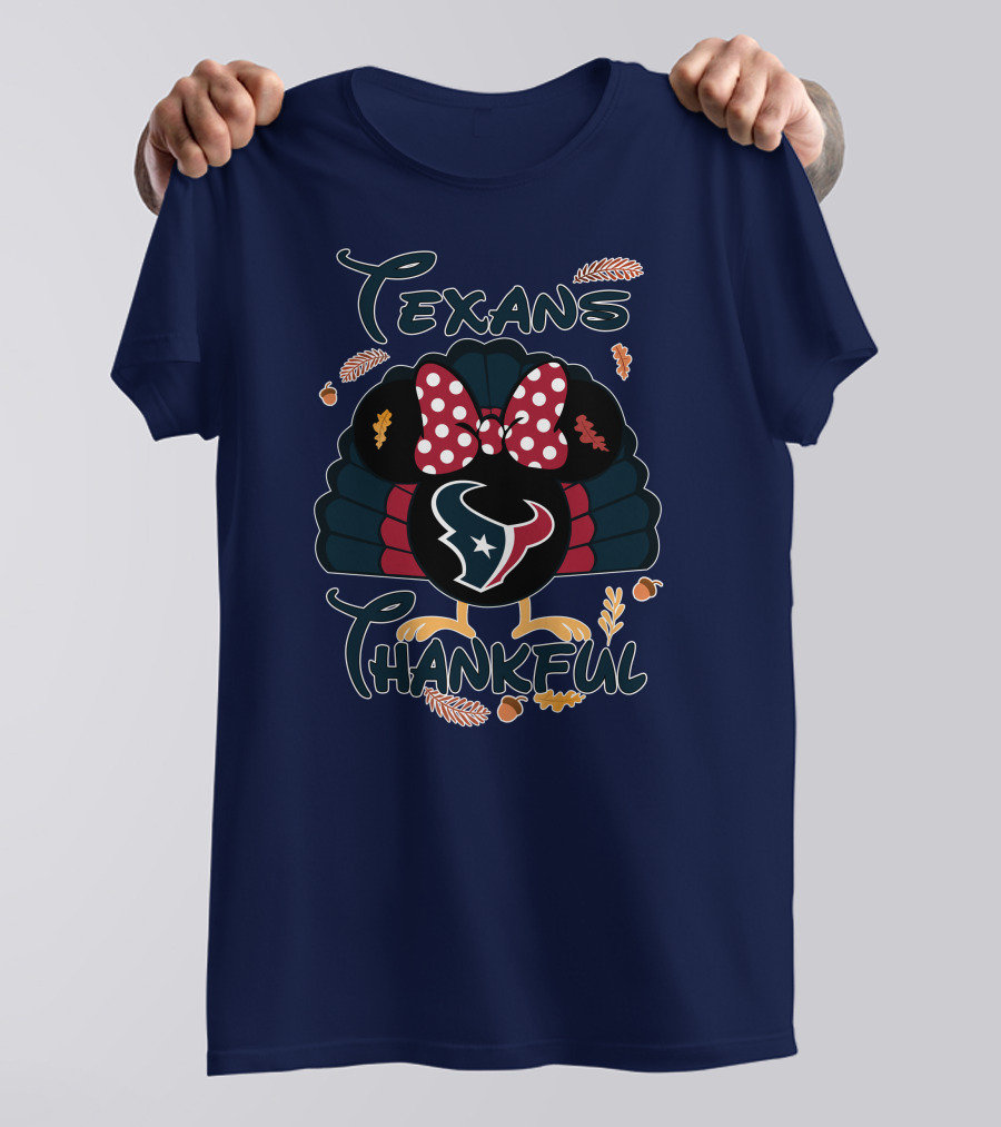 Texans Thankful Minnie Thanksgiving Turkey T-Shirt