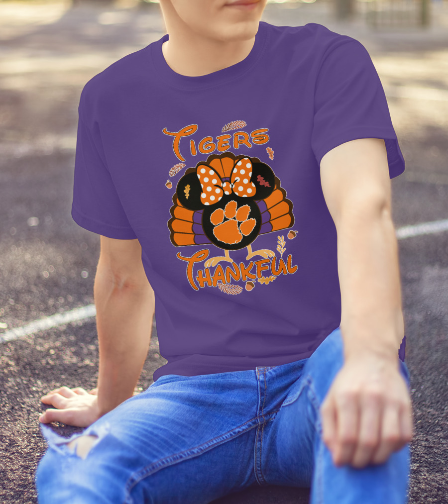Tigers Thankful Clemson Minnie Thanksgiving T-Shirt