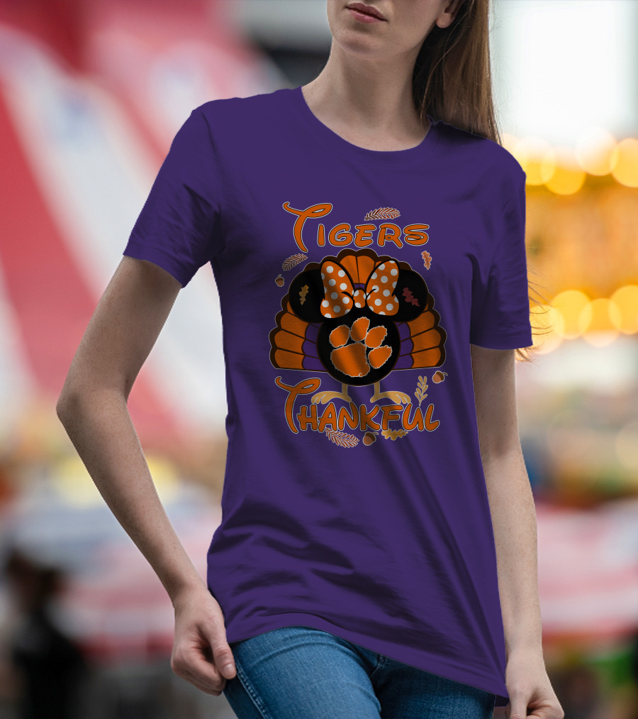 Tigers Thankful Clemson Minnie Thanksgiving T-Shirt