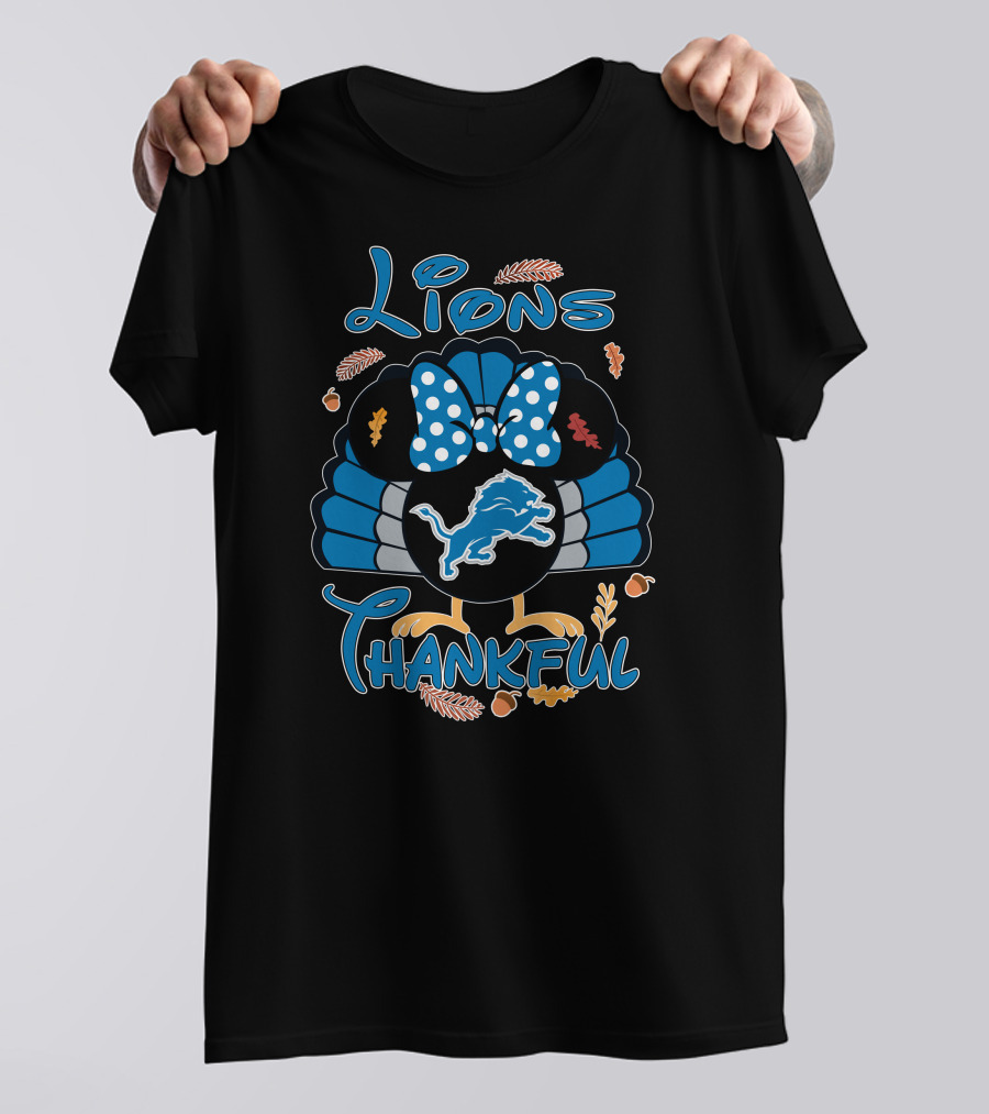 Lions Thankful Detroit Minnie Thanksgiving T-Shirt