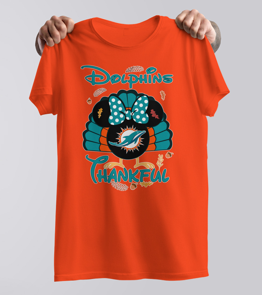 Miami Dolphins Thankful Minnie Thanksgiving T-Shirt