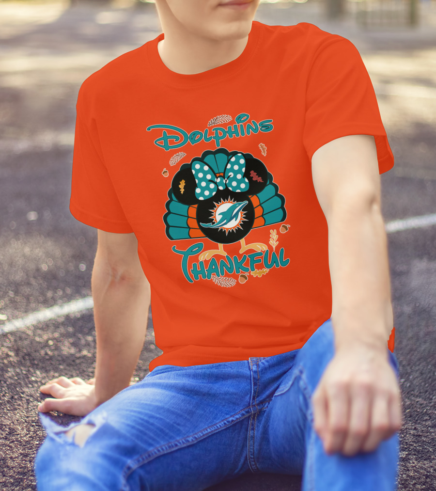Miami Dolphins Thankful Minnie Thanksgiving T-Shirt
