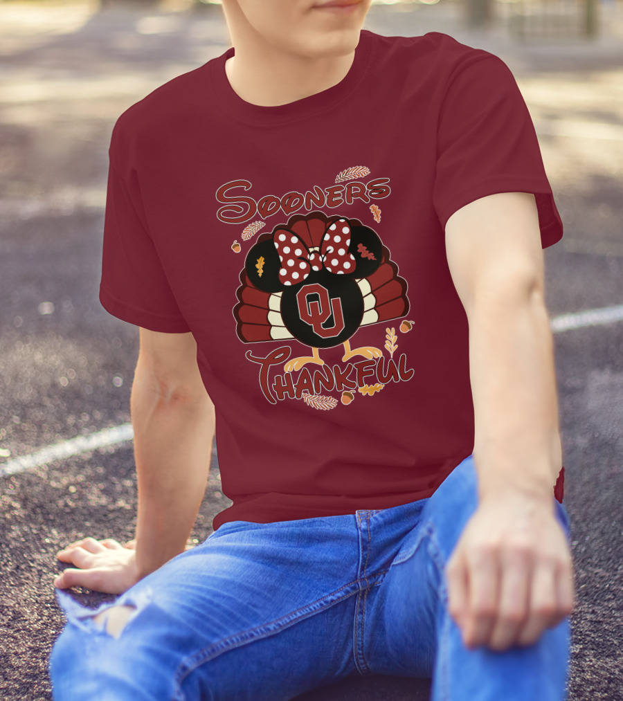 Sooners Thankful Minnie Turkey Thanksgiving OU T-Shirt