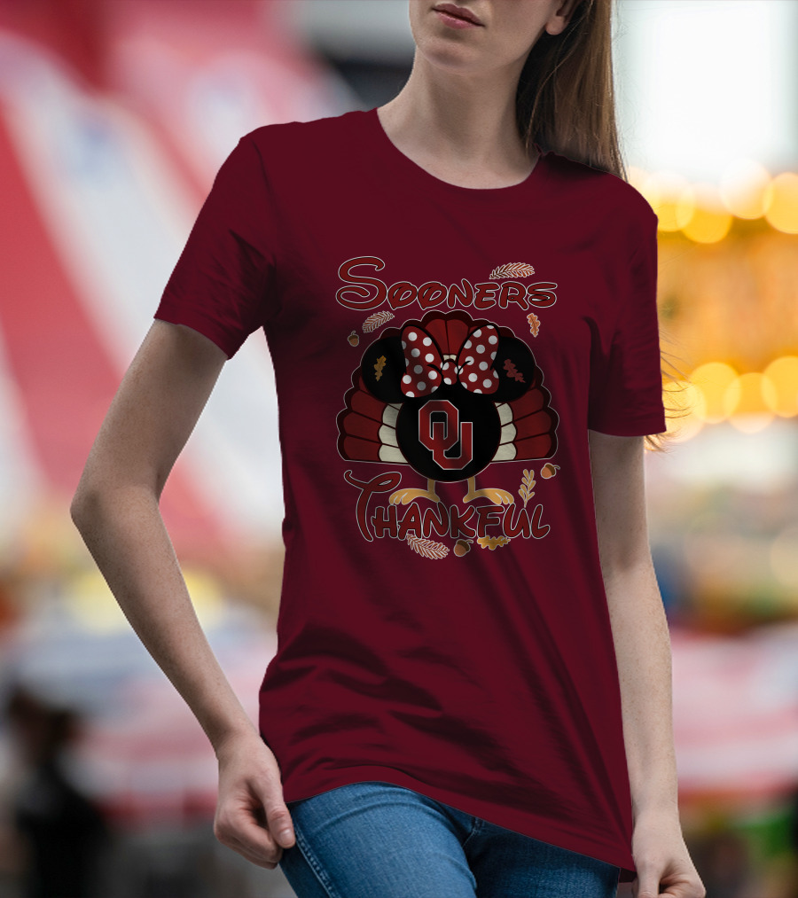 Sooners Thankful Minnie Turkey Thanksgiving OU T-Shirt