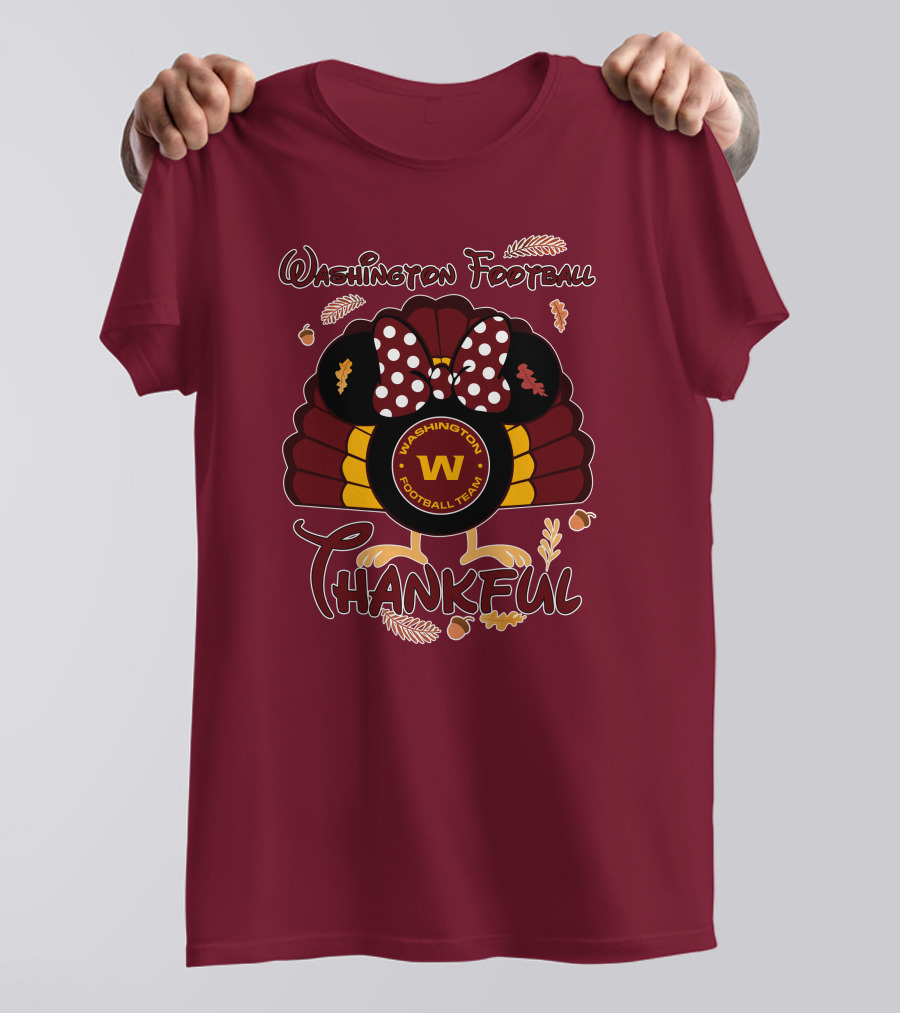 Washington Football Team Minnie Thankful Thanksgiving T-Shirt