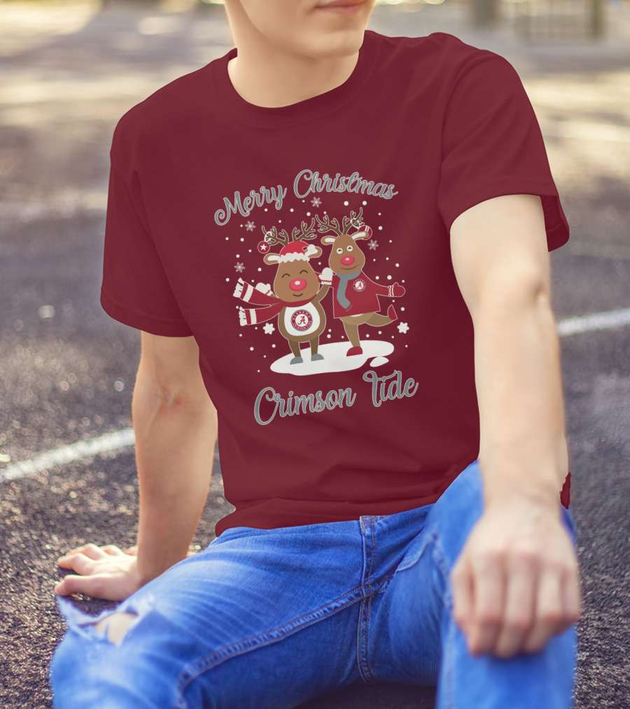 Crimson Tide Merry Christmas Reindeer T-Shirt