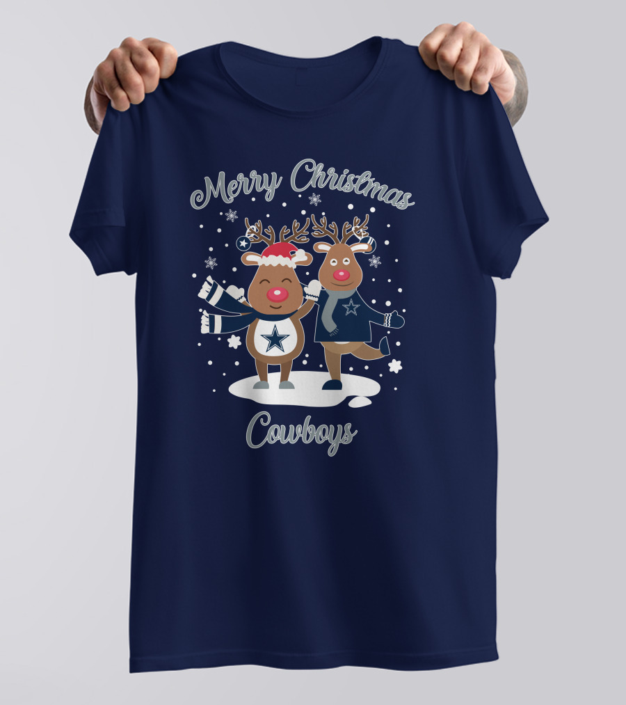 Merry Christmas Cowboys Reindeer Funny Dallas T-Shirt