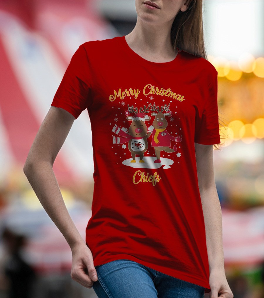 Merry Christmas Kansas City Chiefs Reindeer Chiefs T-Shirt