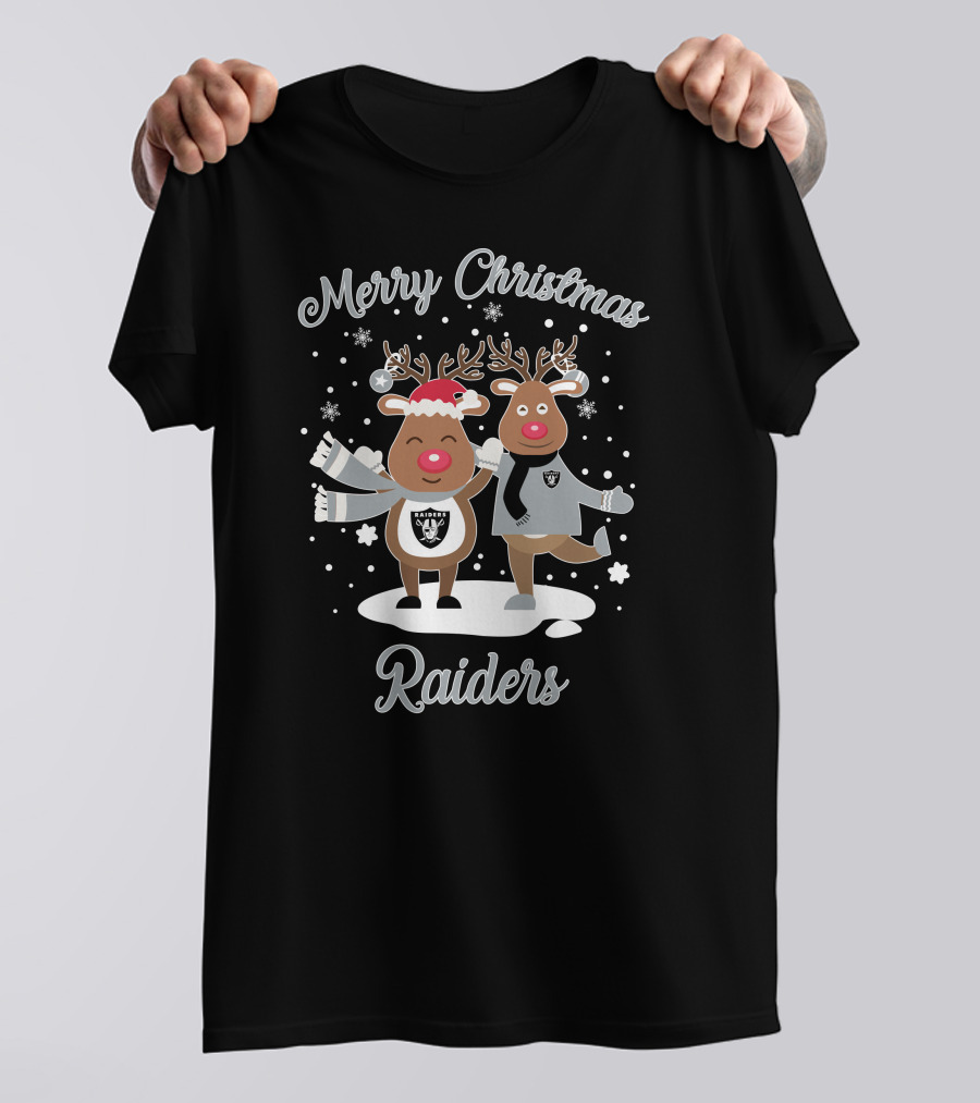 Merry Christmas Raiders Reindeer Holiday Fun T-Shirt