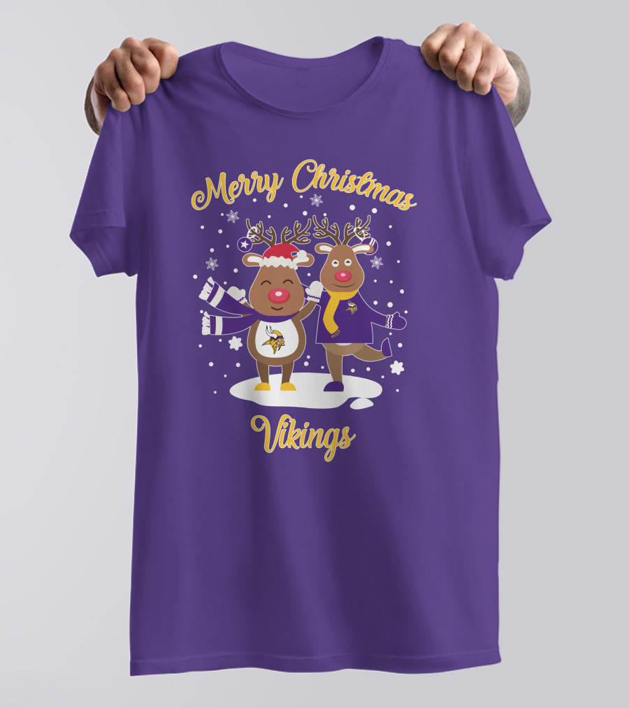 Merry Christmas Minnesota Vikings Reindeer Duo T-Shirt