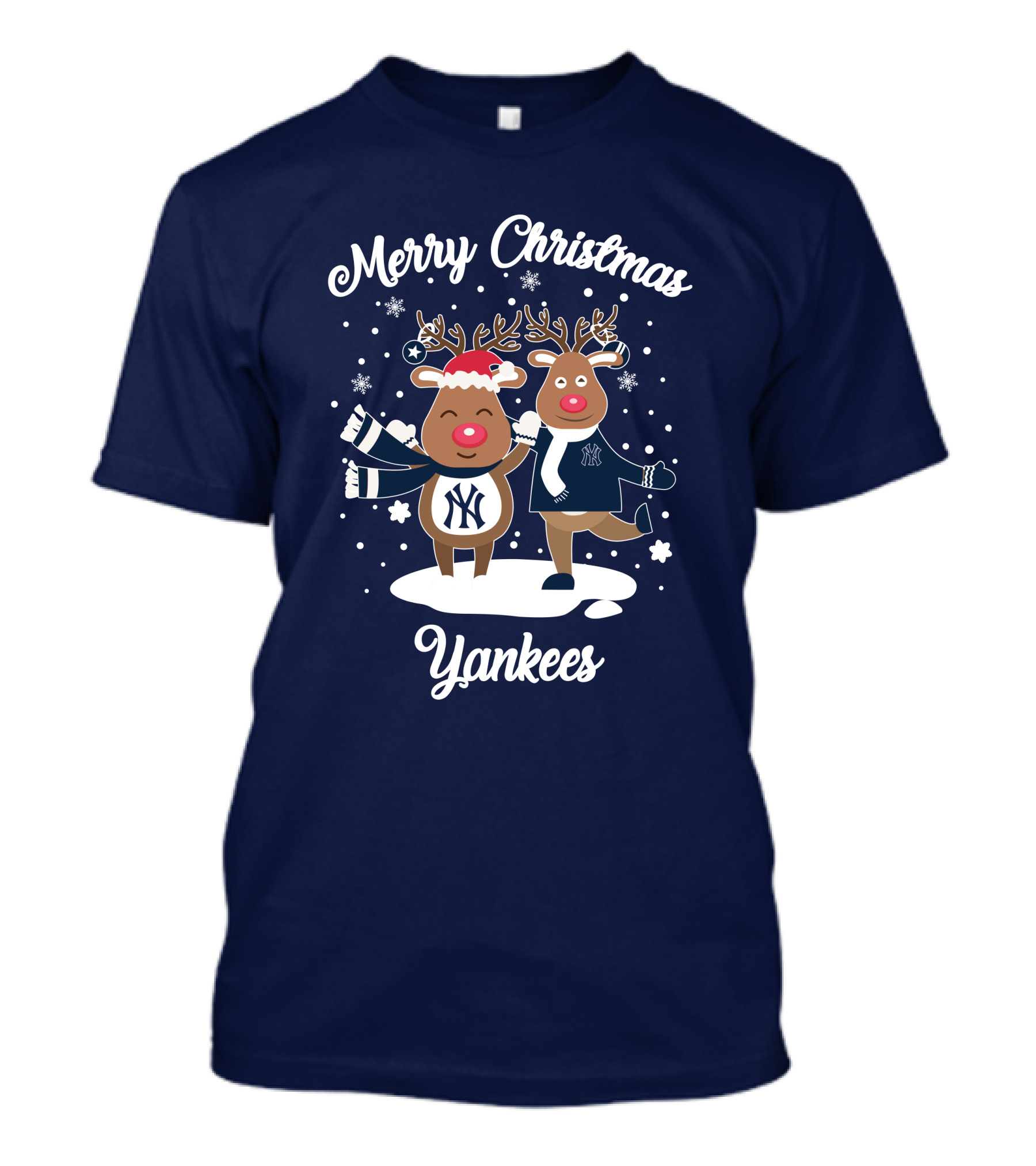 Merry Christmas Yankees Reindeer Holiday T-Shirt