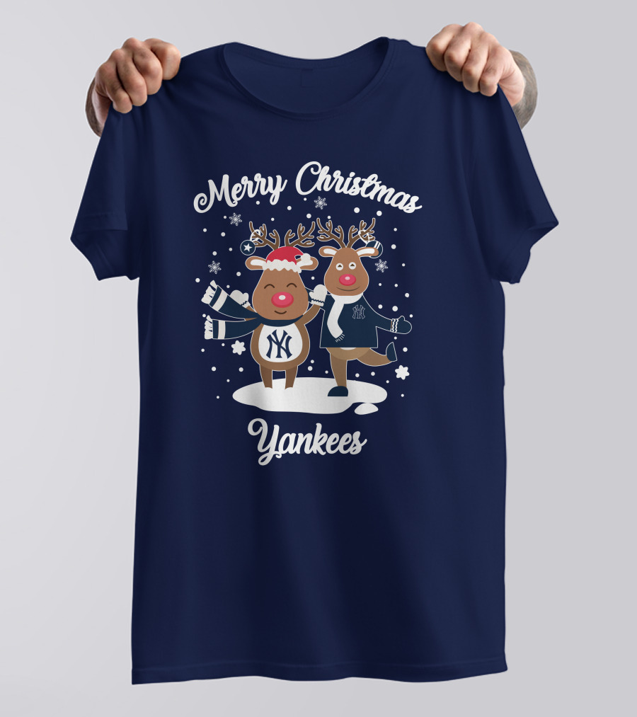 Merry Christmas Yankees Reindeer Holiday T-Shirt