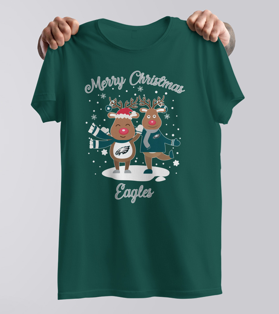 Merry Christmas Eagles Reindeer With Philadelphia Eagles T-Shirt