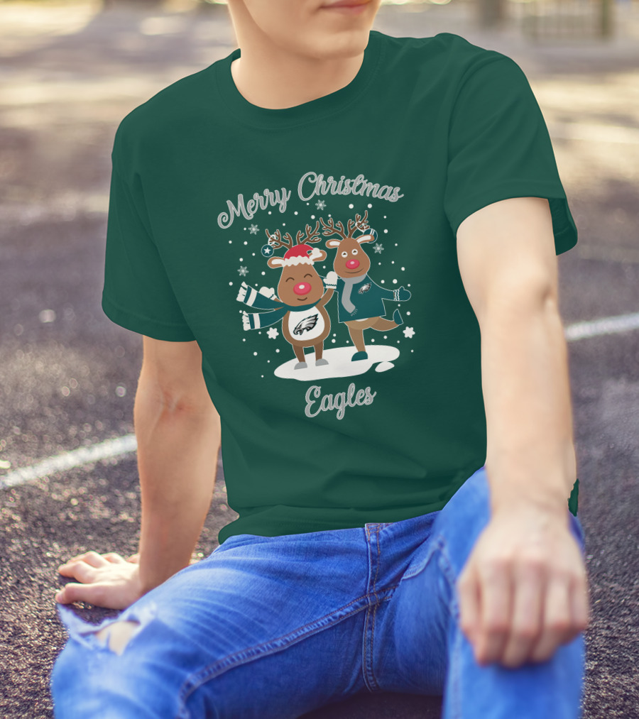 Merry Christmas Eagles Reindeer With Philadelphia Eagles T-Shirt