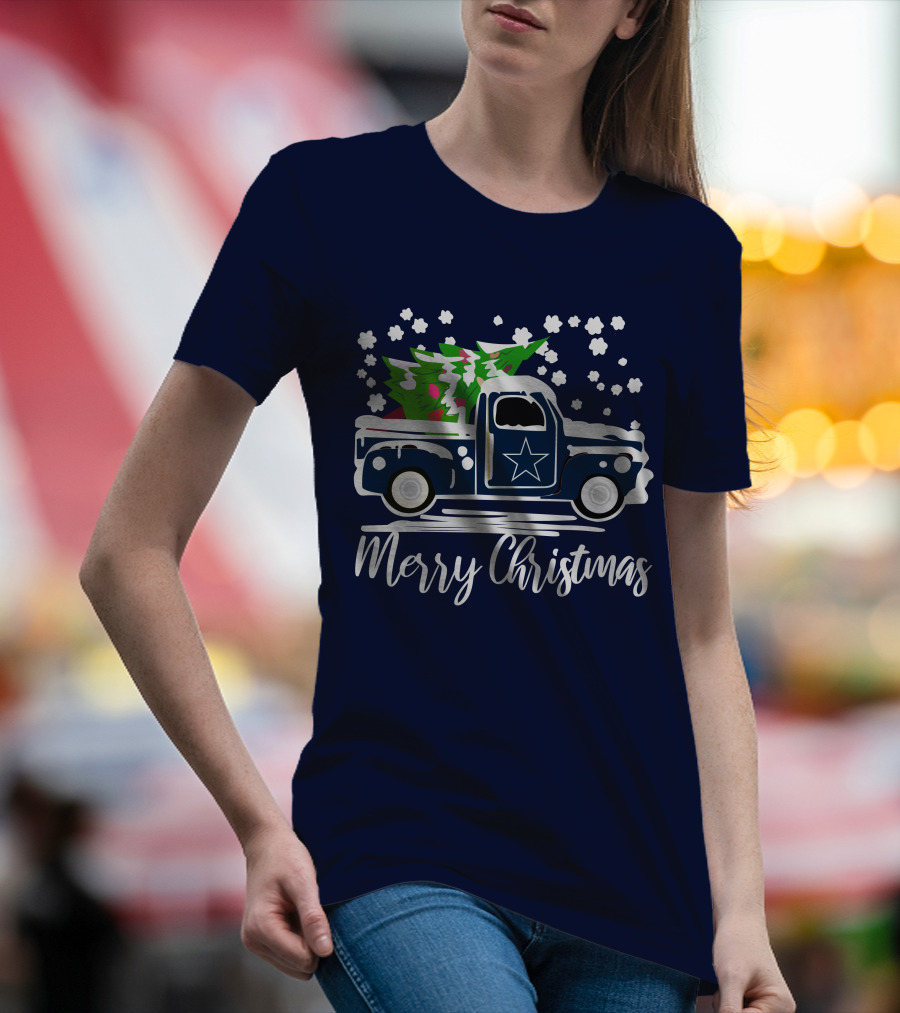 Dallas Cowboys Vintage Truck Merry Christmas T-Shirt