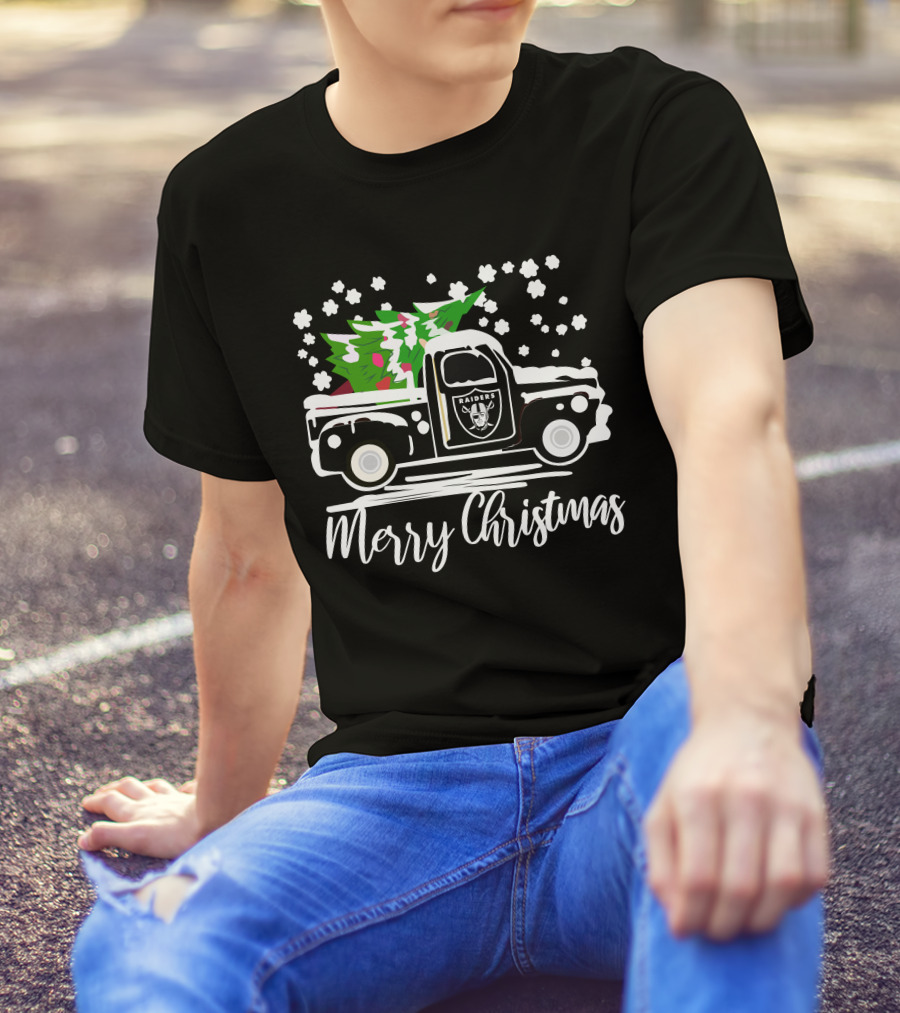 Las Vegas Raiders Vintage Car Merry Christmas Raiders T-Shirt