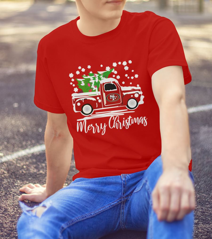 San Francisco 49ers SF Vintage Truck Merry Christmas T-Shirt