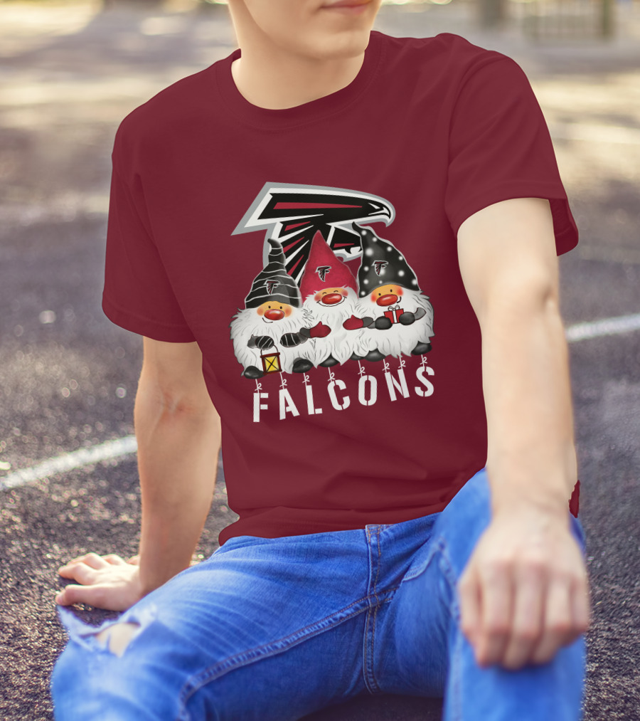 Atlanta Falcons Merry Christmas Happy Holidays Gnomes T-Shirt