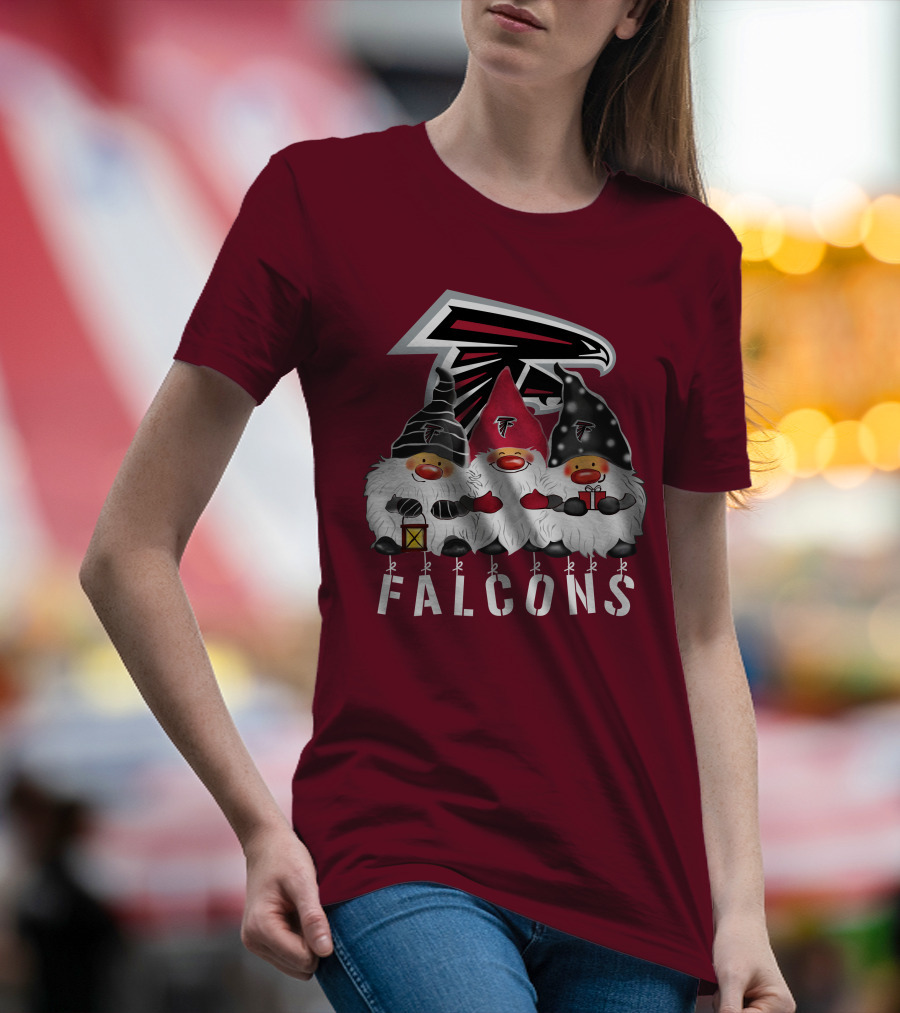 Atlanta Falcons Merry Christmas Happy Holidays Gnomes T-Shirt