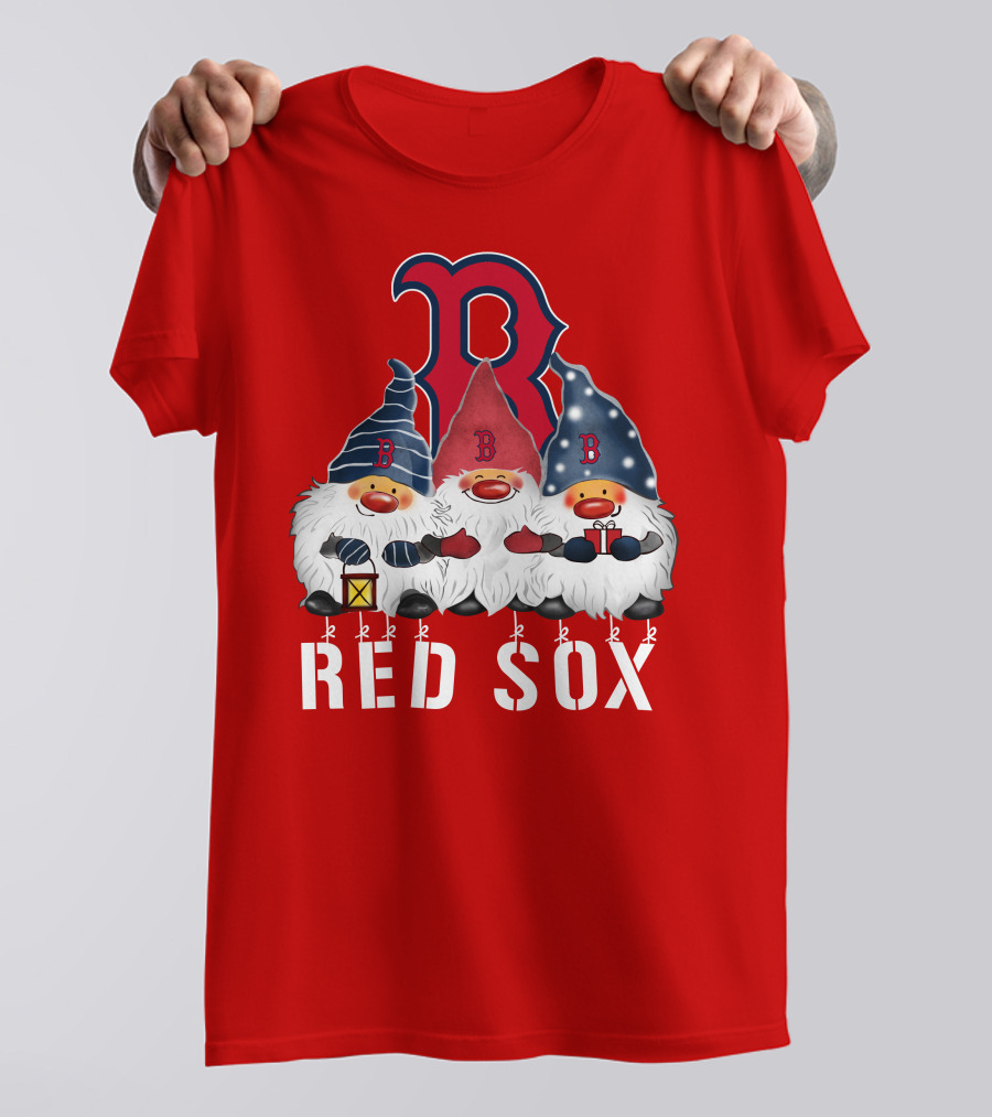 Boston Red Sox Merry Christmas Happy Holidays Gnomes T-Shirt