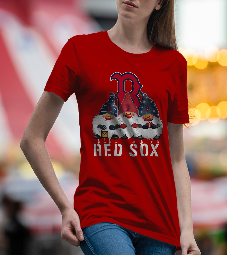 Boston Red Sox Merry Christmas Happy Holidays Gnomes T-Shirt