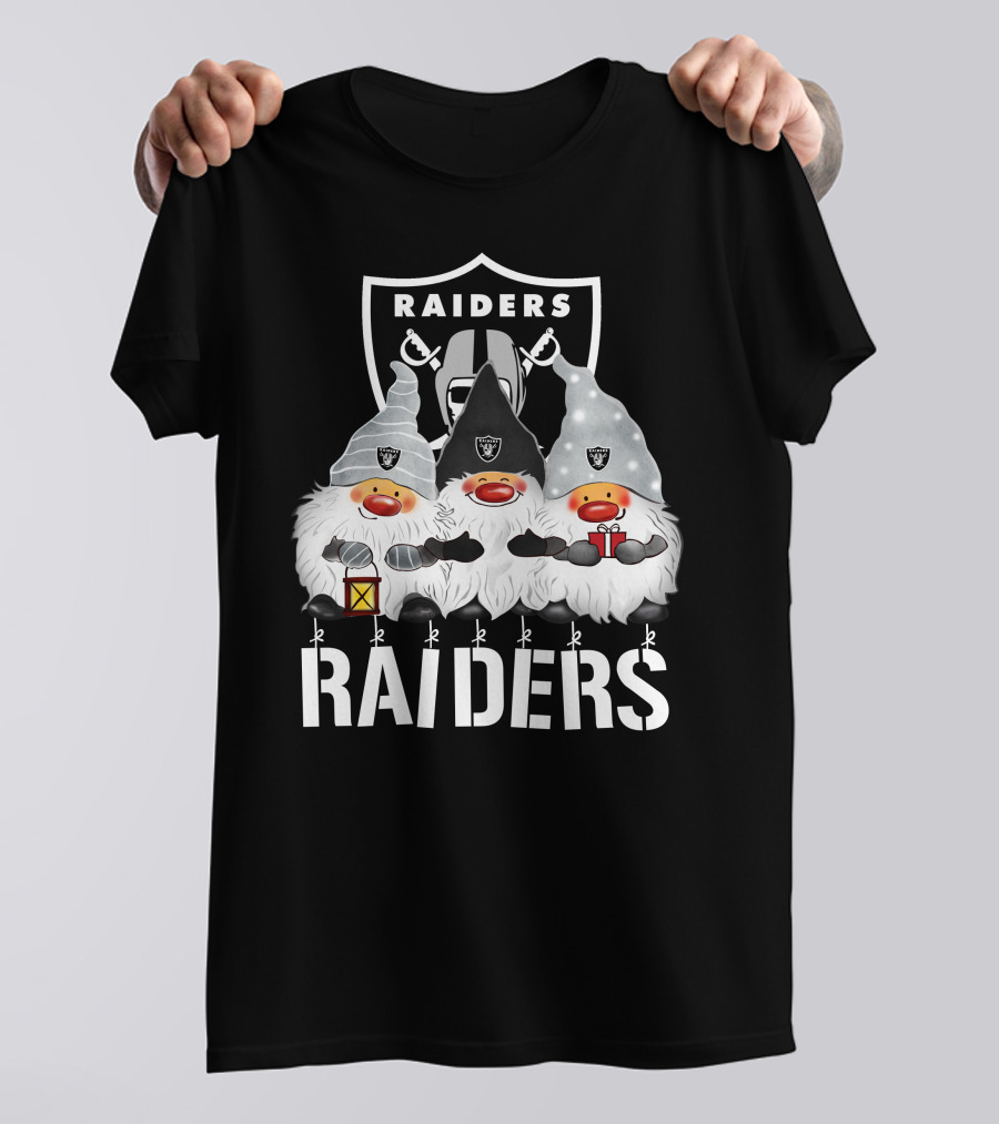 Las Vegas Raiders Merry Christmas Happy Holidays Raiders Gnomes T-Shirt