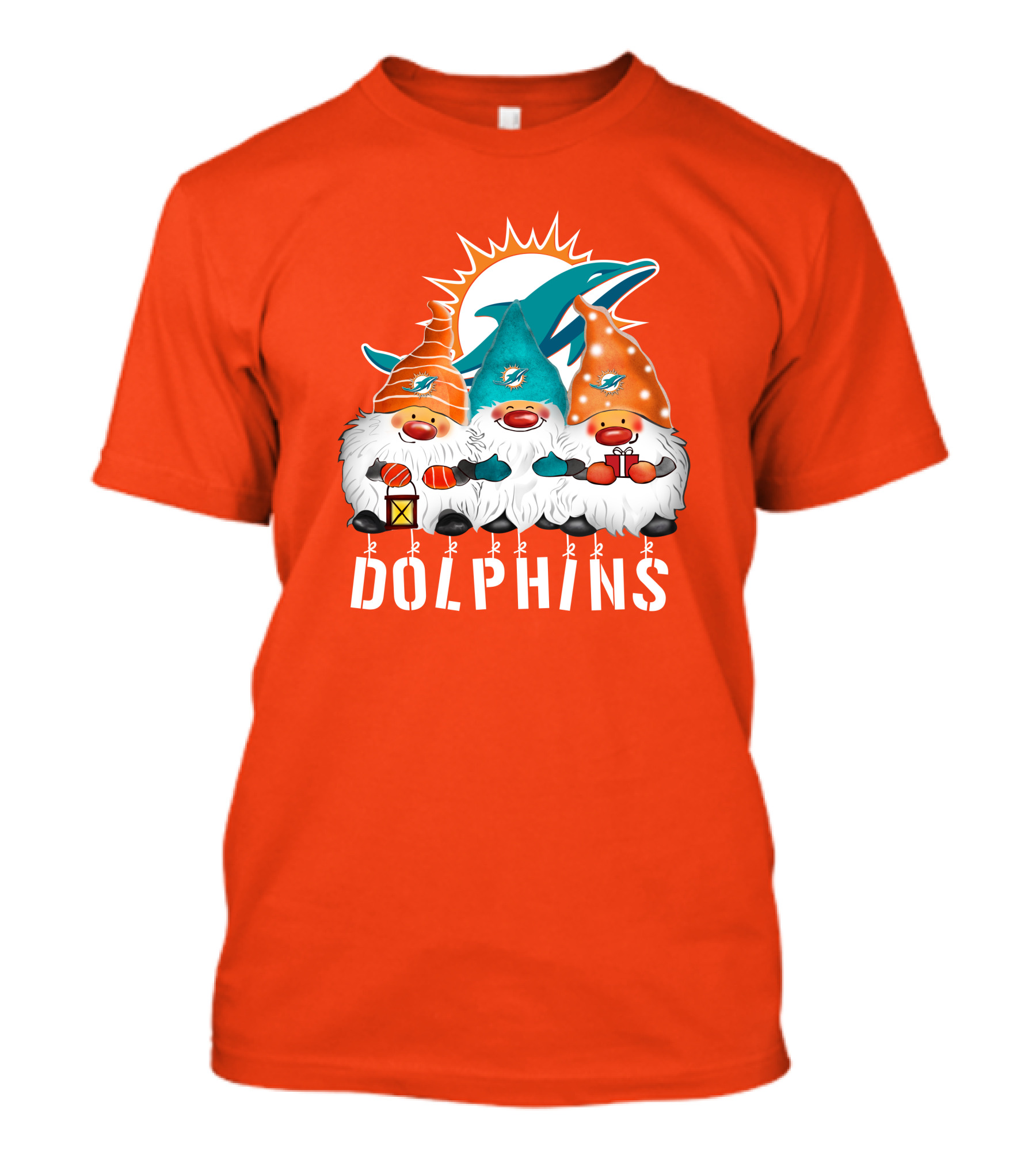 Miami Dolphins Merry Christmas Happy Holidays Gnomes T-Shirt