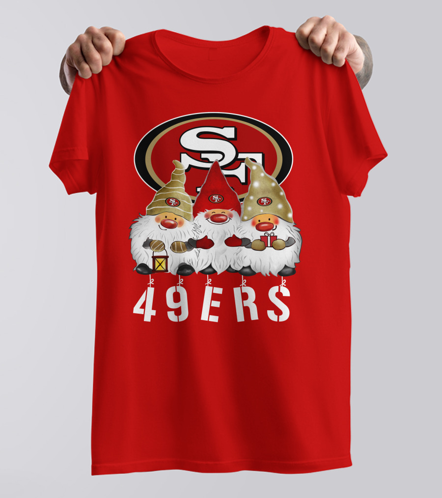 San Francisco 49ers Merry Christmas Happy Holidays Gnomes 49ers T-Shirt