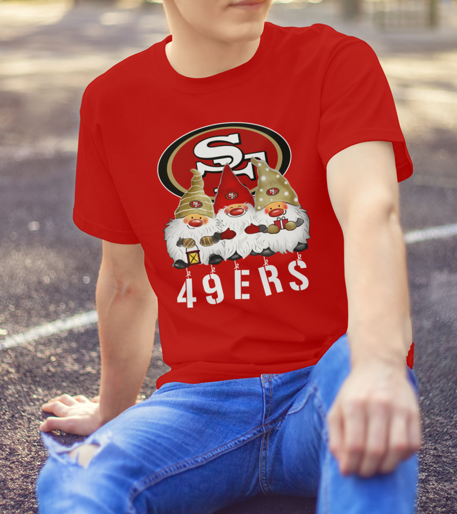 San Francisco 49ers Merry Christmas Happy Holidays Gnomes 49ers T-Shirt