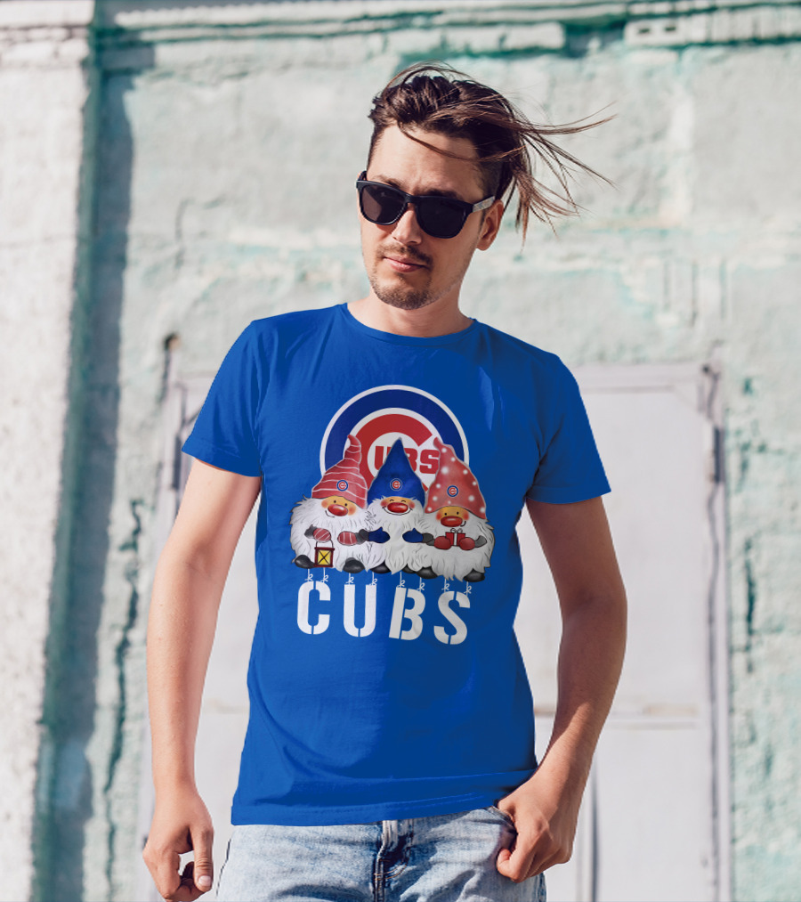 Chicago Cubs Merry Christmas Happy Holidays Festive Gnomes T-Shirt