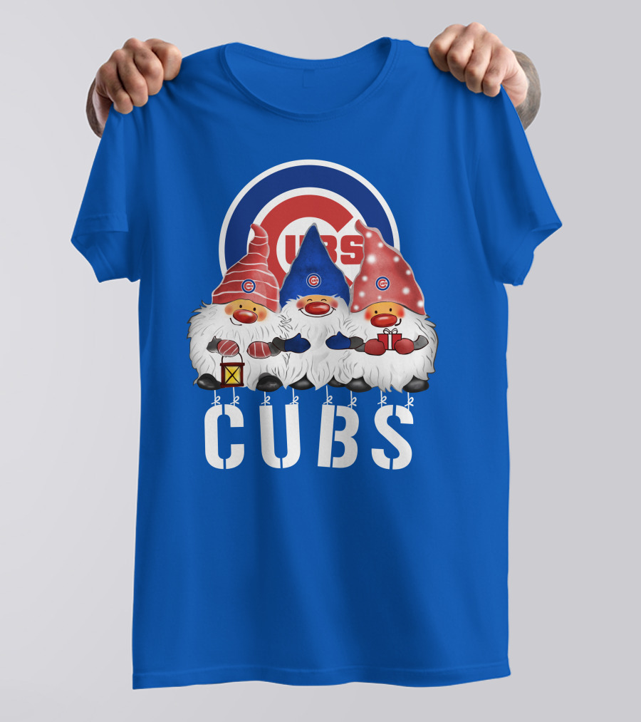 Chicago Cubs Merry Christmas Happy Holidays Festive Gnomes T-Shirt