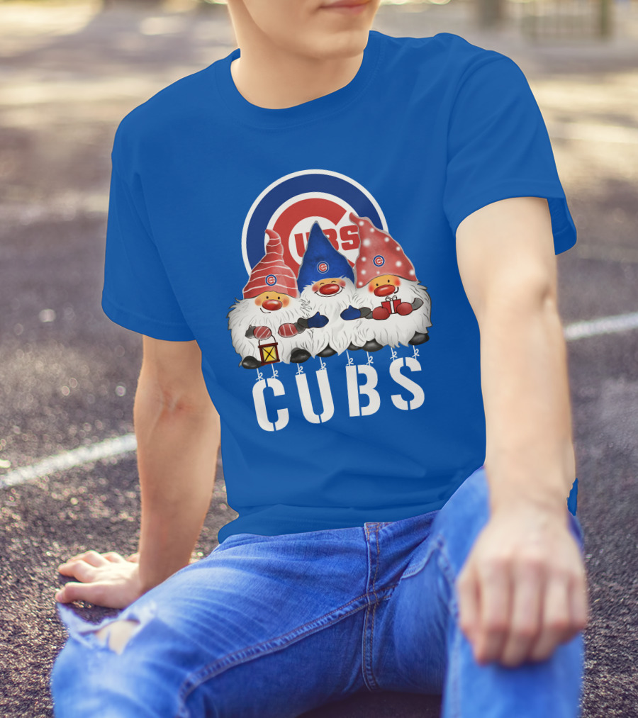 Chicago Cubs Merry Christmas Happy Holidays Festive Gnomes T-Shirt