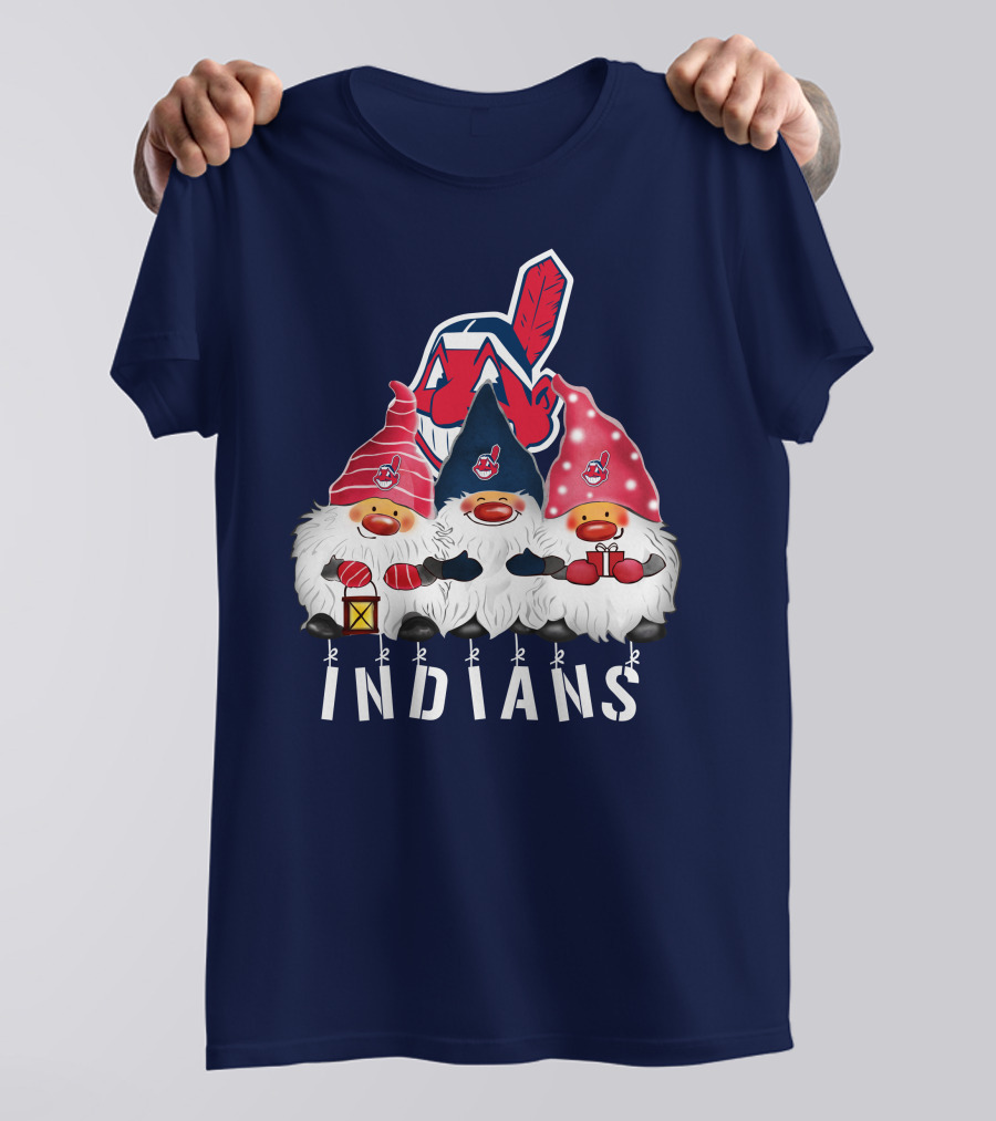 Cleveland Indians Merry Christmas Happy Holidays Gnomes Chief Wahoo T-Shirt
