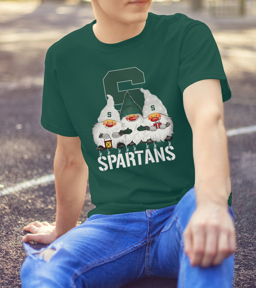 Michigan State Spartans Christmas Gnomes Holiday Celebrations T-Shirt