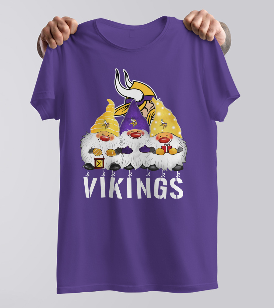 Minnesota Vikings Merry Christmas Happy Holidays Gnomes T-Shirt