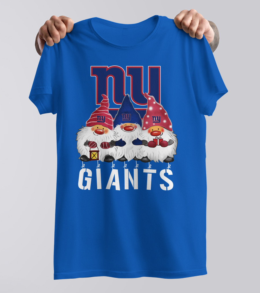 New York Giants Merry Christmas Happy Holidays Gnomes T-Shirt